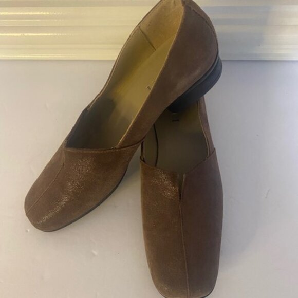 Sesto Meucci Brown Metallic Suede Slip On Women's Flats Size 6.5N - Picture 3 of 7